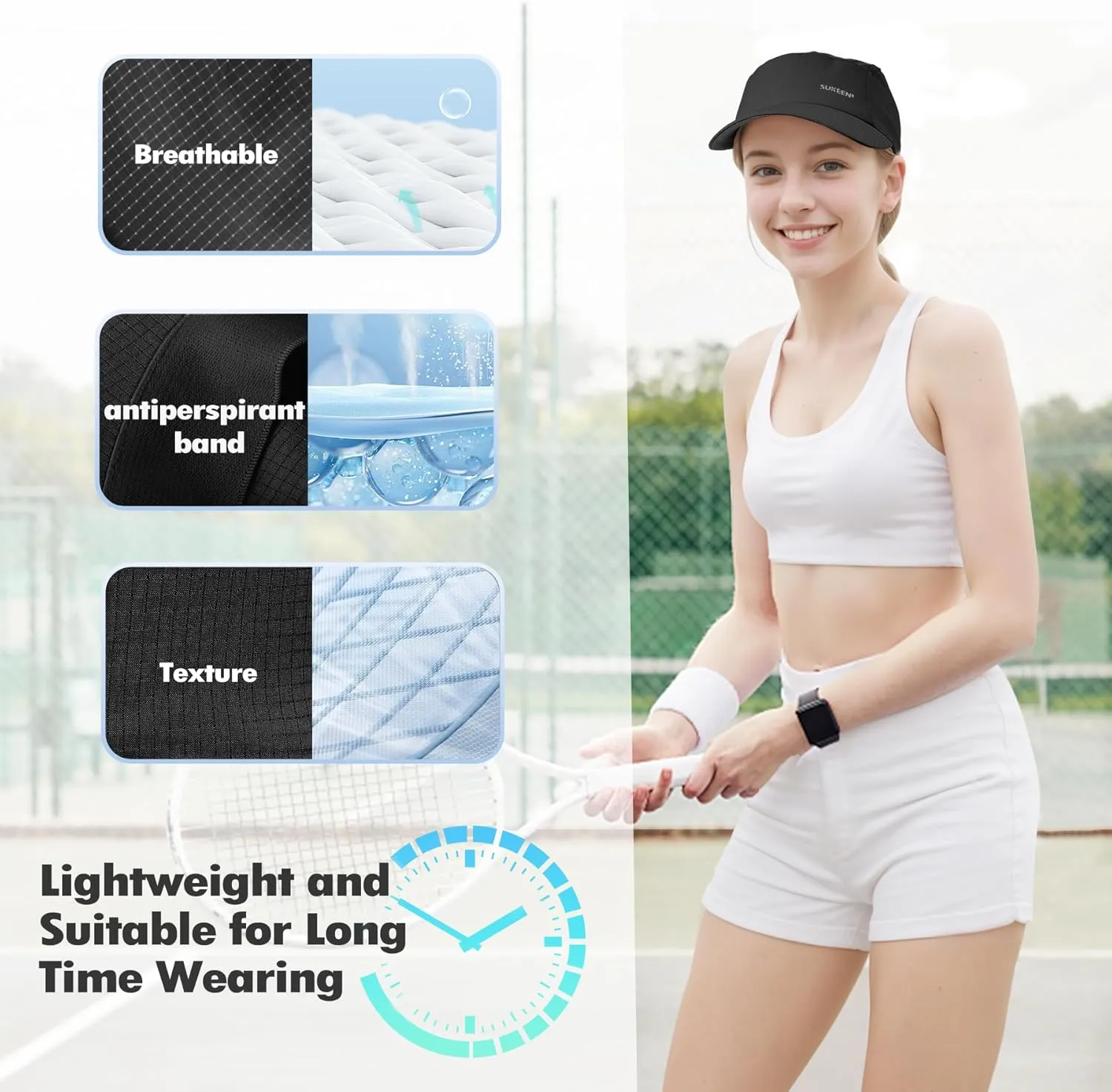 Sukeen Lightweight Sun Hat for Women Men,Quick Drying Baseball Cap UPF50  Running Hats Foldable Sport Cap for Outdoor Daily
