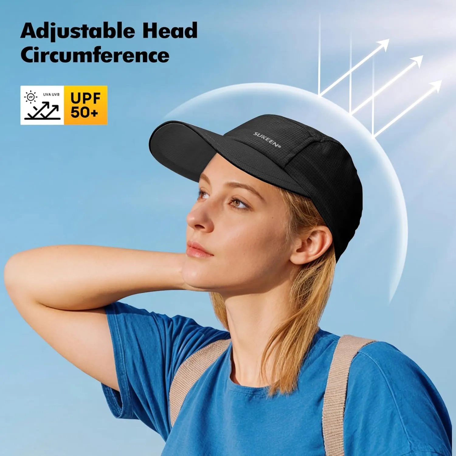 Sukeen Lightweight Sun Hat for Women Men,Quick Drying Baseball Cap UPF50  Running Hats Foldable Sport Cap for Outdoor Daily