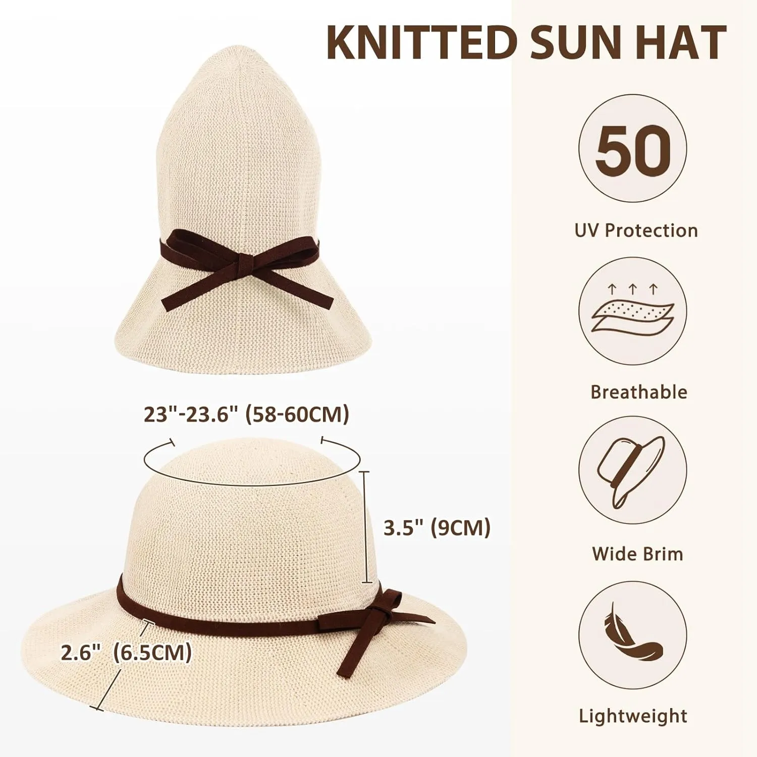 Summer Sun Hats for Women Wide Brim Beach Hats for Women UPF 50  Travel Foldable Beach Hat Floppy Knitted Sun Hat