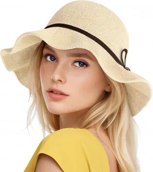 Summer Sun Hats for Women Wide Brim Beach Hats for Women UPF 50  Travel Foldable Beach Hat Floppy Knitted Sun Hat