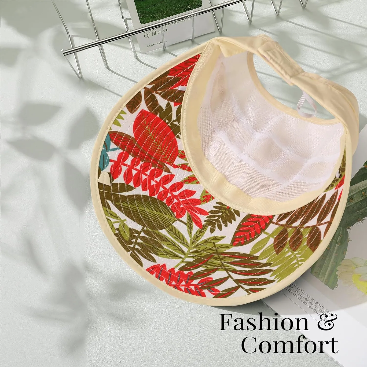 Sun Hats for Women, Wide Brim Beach Hats UV Protection, Packable Visor Ponytail Sunhat for Summer