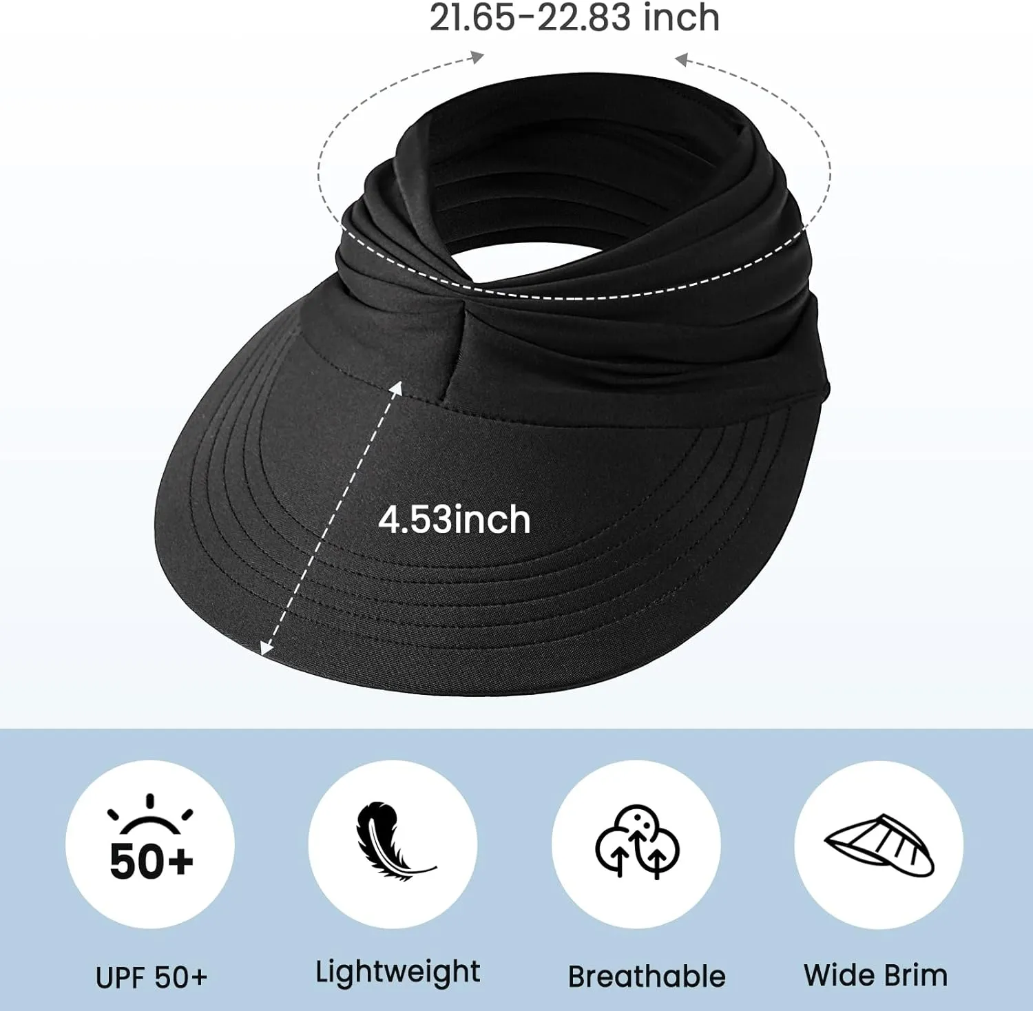 Sun Hats for Women, Wide Brim Beach Hats UV Protection, Packable Visor Ponytail Sunhat for Summer