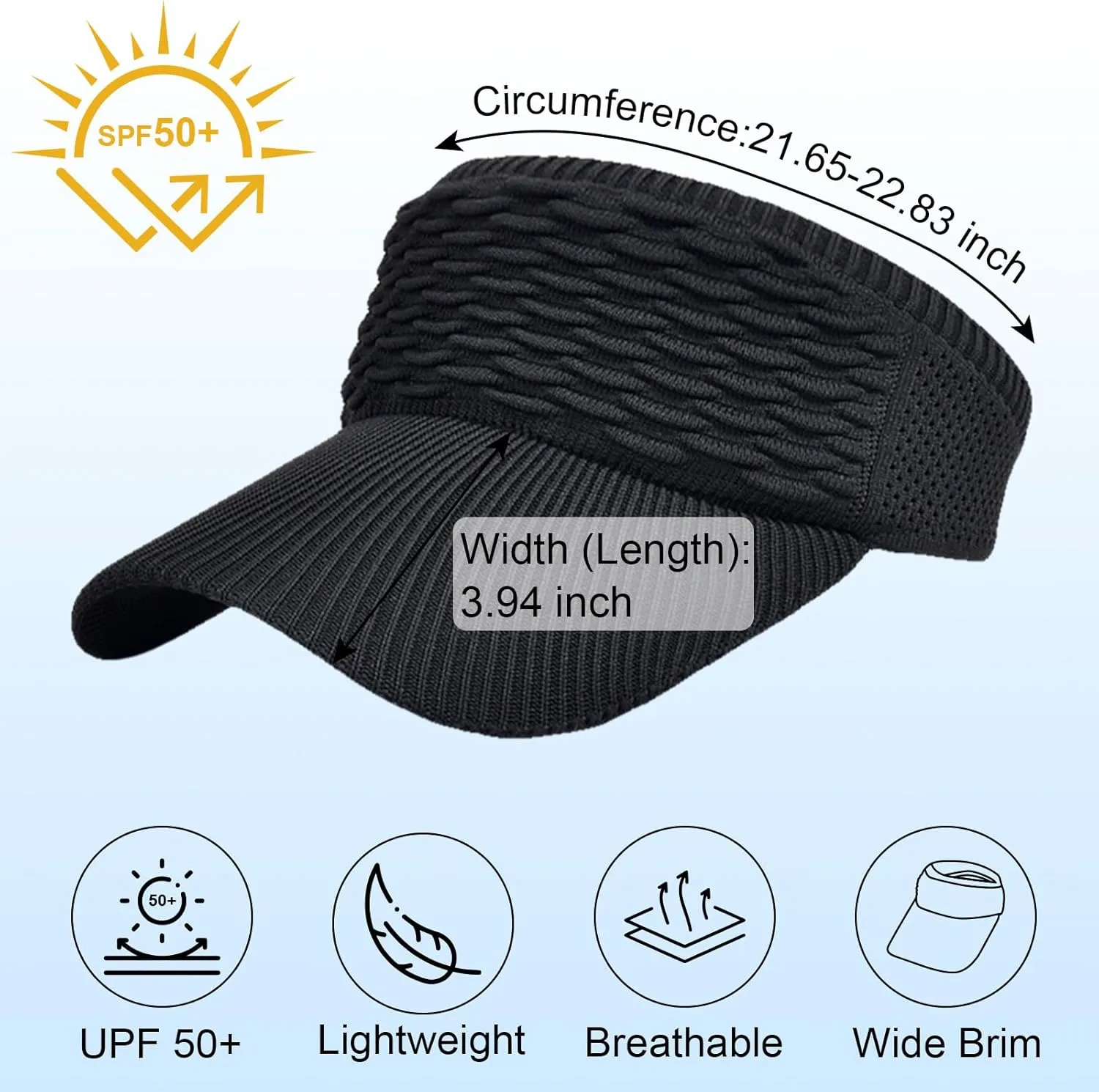 Sun Hats for Women, Wide Brim Beach Hats UV Protection, Packable Visor Ponytail Sunhat for Summer
