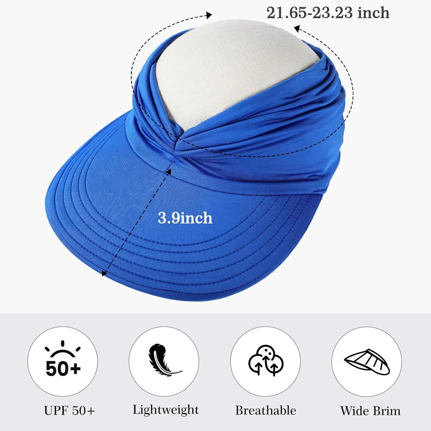 Sun Hats for Women, Wide Brim UV Protection Sun Visor Hats, UPF50  Lightweight Foldable Ponytail Sports Cap