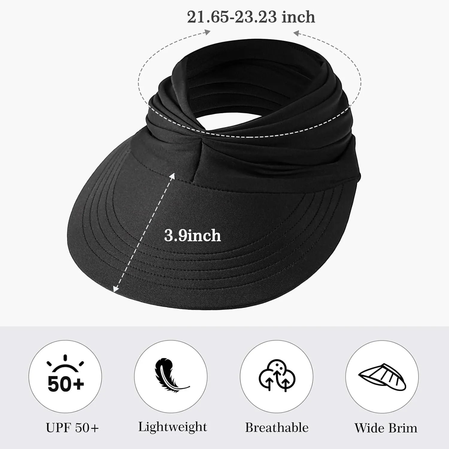 Sun Hats for Women, Wide Brim UV Protection Sun Visor Hats, UPF50  Lightweight Foldable Ponytail Sports Cap