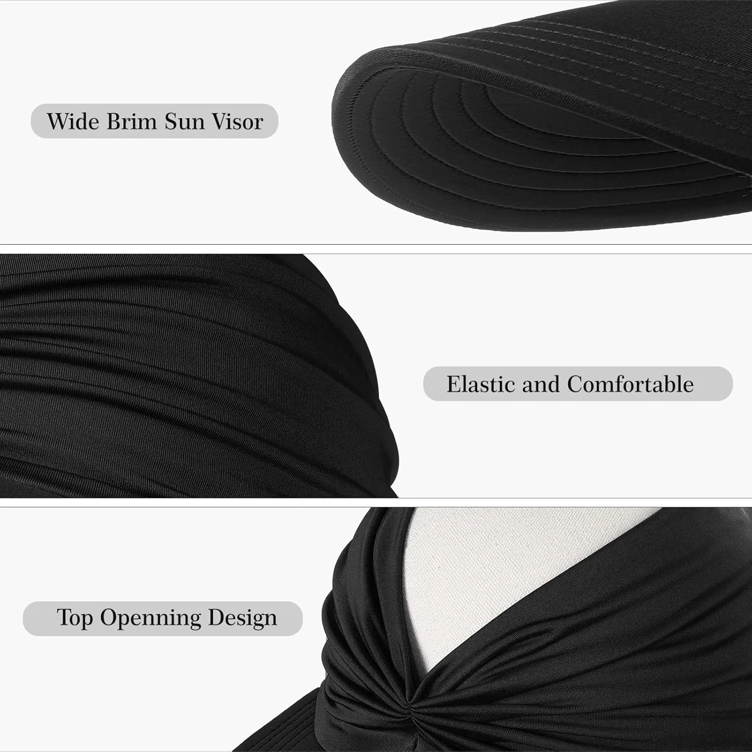 Sun Hats for Women, Wide Brim UV Protection Sun Visor Hats, UPF50  Lightweight Foldable Ponytail Sports Cap