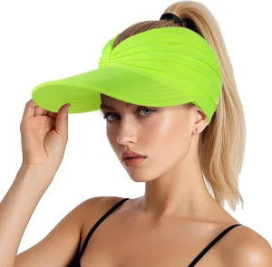 Sun Hats for Women, Wide Brim UV Protection Sun Visor Hats, UPF50  Lightweight Foldable Ponytail Sports Cap