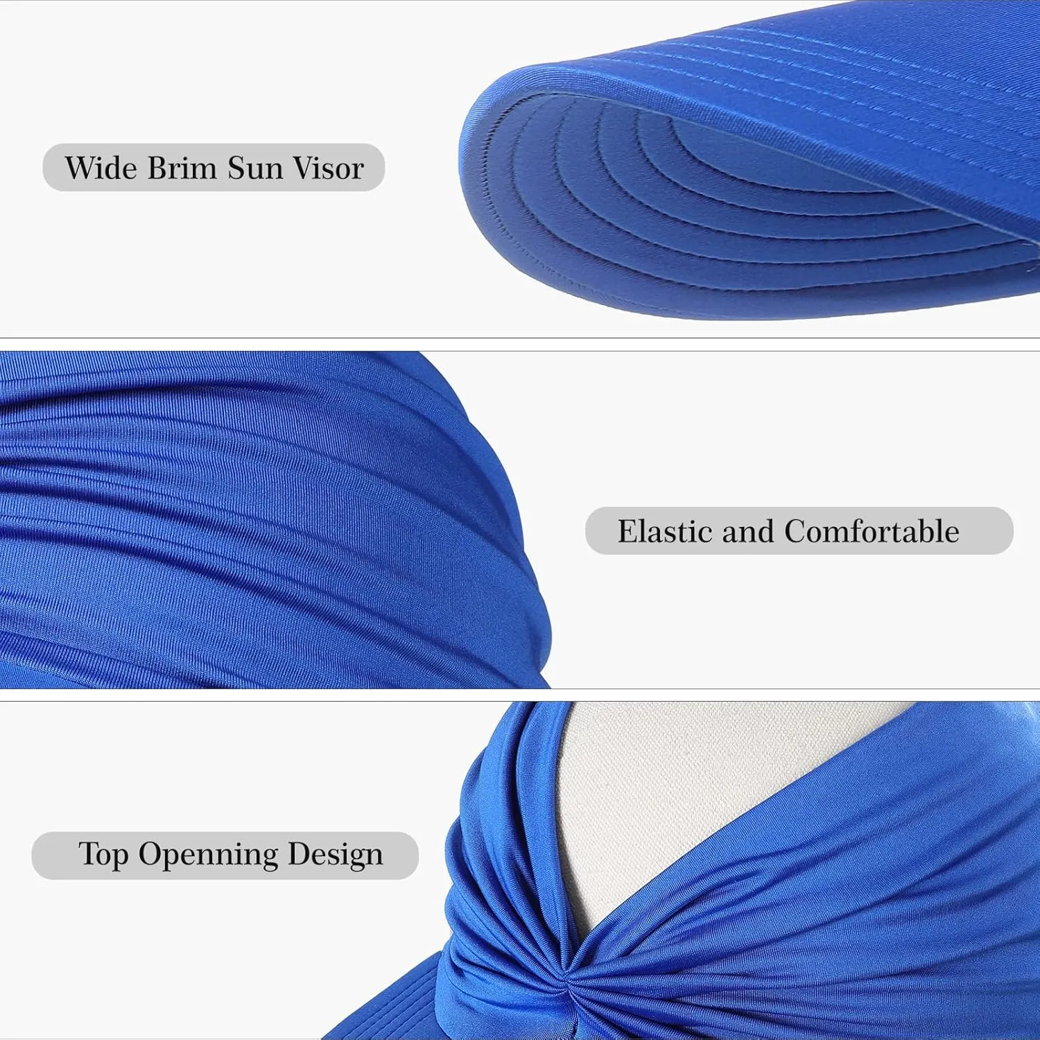 Sun Hats for Women, Wide Brim UV Protection Sun Visor Hats, UPF50  Lightweight Foldable Ponytail Sports Cap