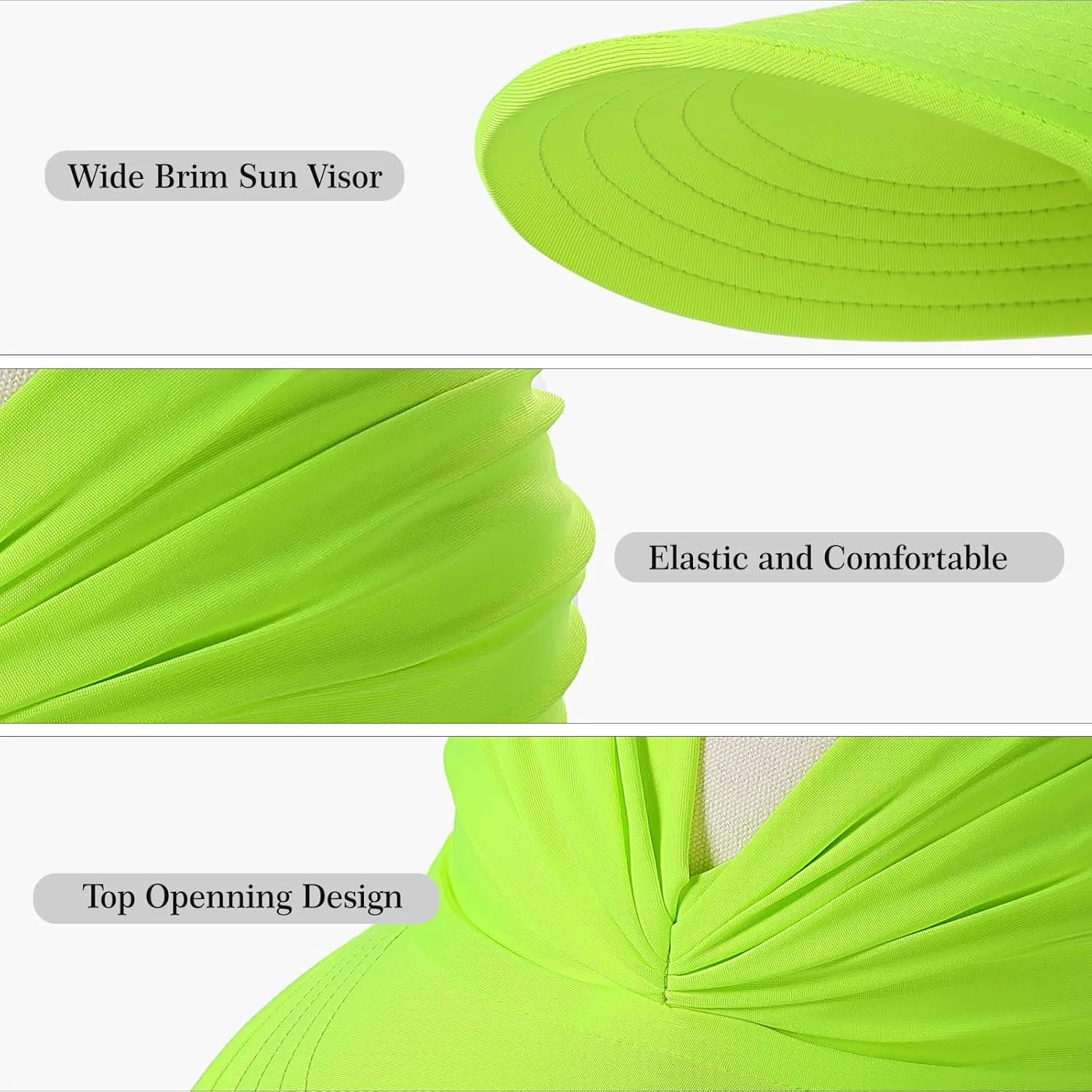 Sun Hats for Women, Wide Brim UV Protection Sun Visor Hats, UPF50  Lightweight Foldable Ponytail Sports Cap