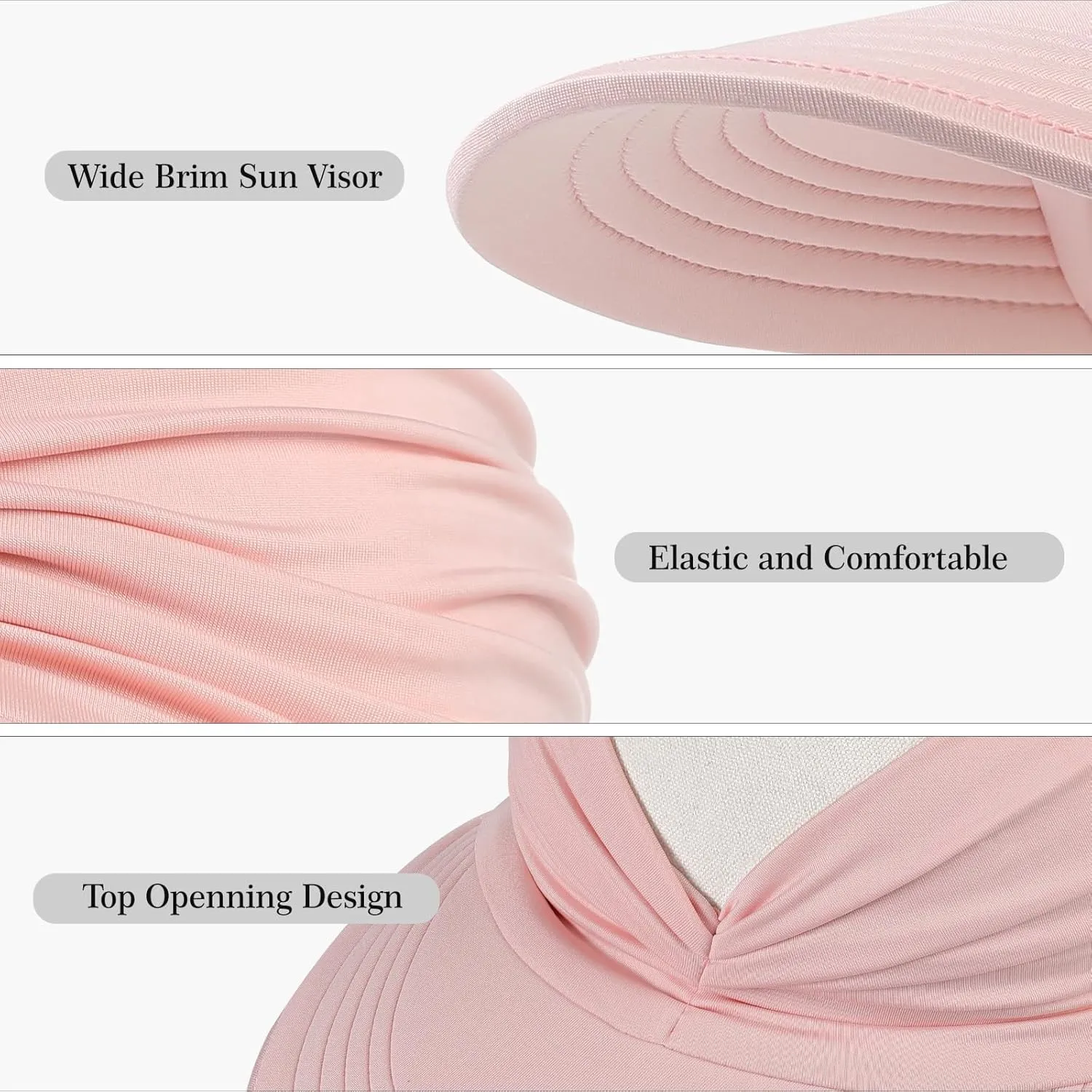Sun Hats for Women, Wide Brim UV Protection Sun Visor Hats, UPF50  Lightweight Foldable Ponytail Sports Cap