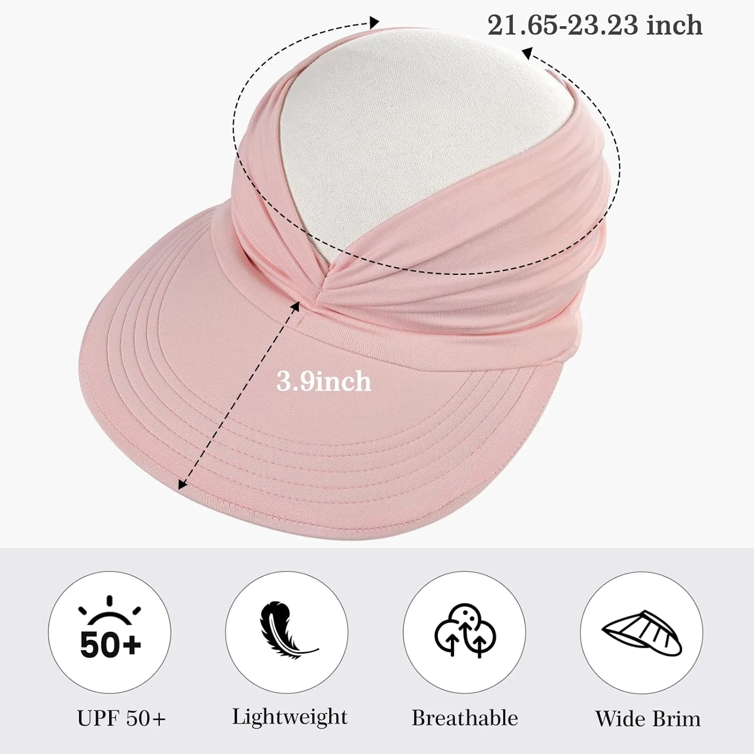 Sun Hats for Women, Wide Brim UV Protection Sun Visor Hats, UPF50  Lightweight Foldable Ponytail Sports Cap