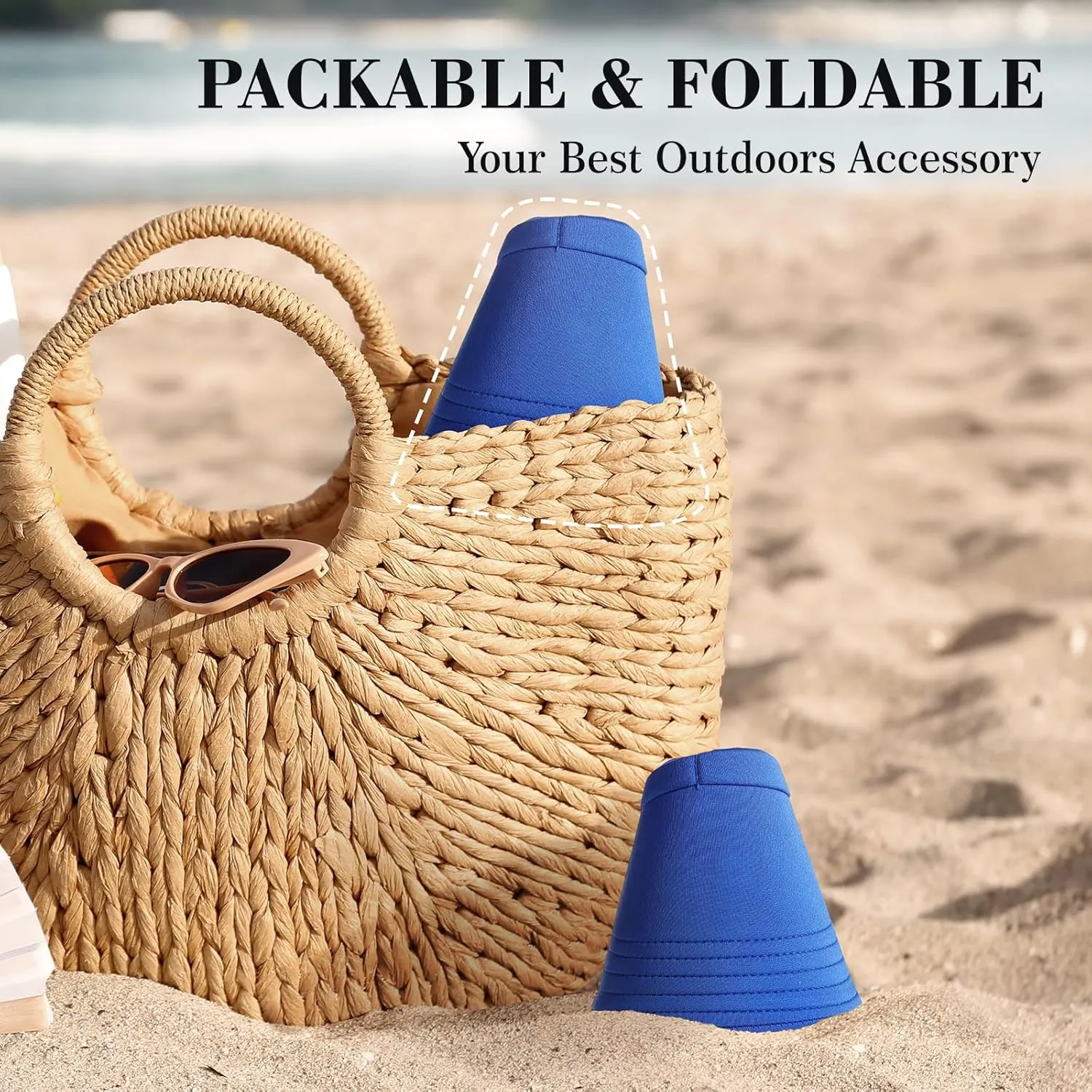 Sun Hats for Women, Wide Brim UV Protection Sun Visor Hats, UPF50  Lightweight Foldable Ponytail Sports Cap