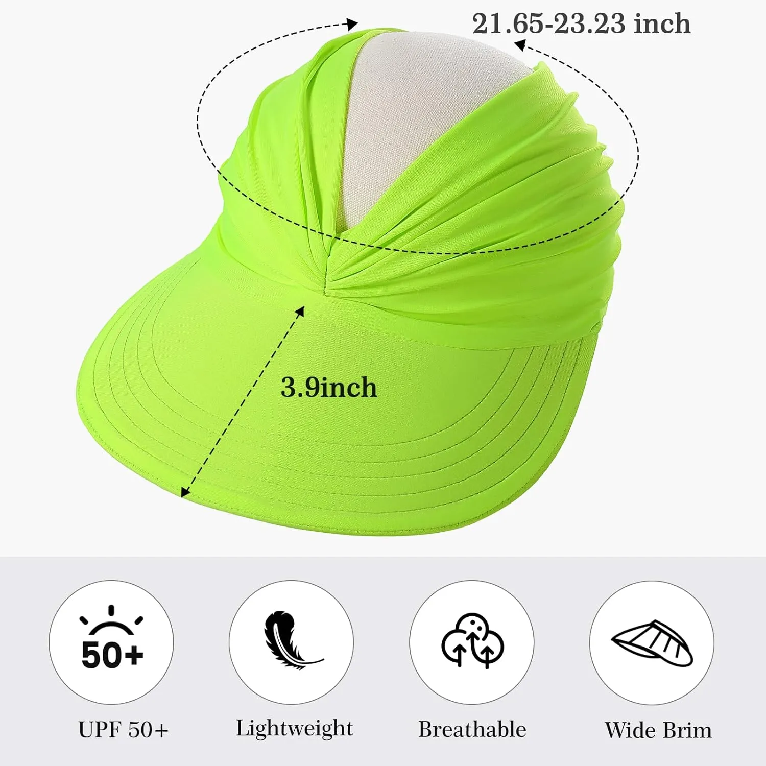Sun Hats for Women, Wide Brim UV Protection Sun Visor Hats, UPF50  Lightweight Foldable Ponytail Sports Cap