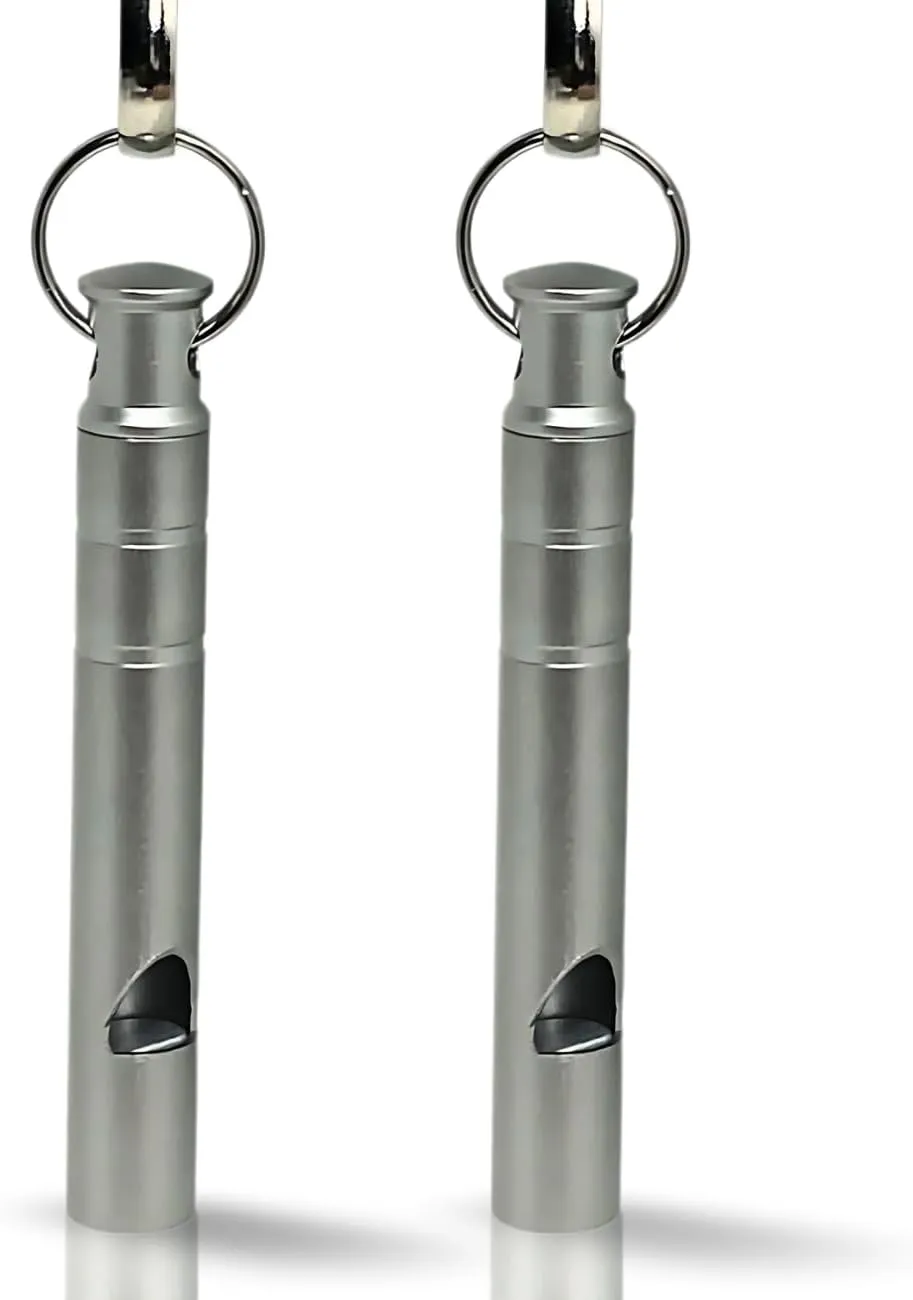 Titanium Whistle with Lanyard Emergency Safety, Titanium Gray, Set of 2, Weather Resistant, 125db Your Lifesaving Outdoor Essential, Perfect for Hiking, Pets, Sports, and Emergencies for Keychain