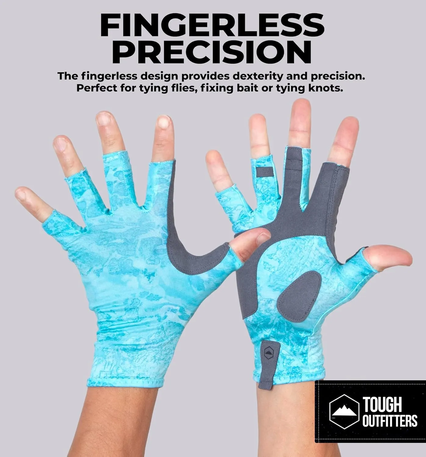 Tough Outdoors UV Fishing Gloves - Fingerless, Kayaking & Sailing - UPF 50  Sun Protection