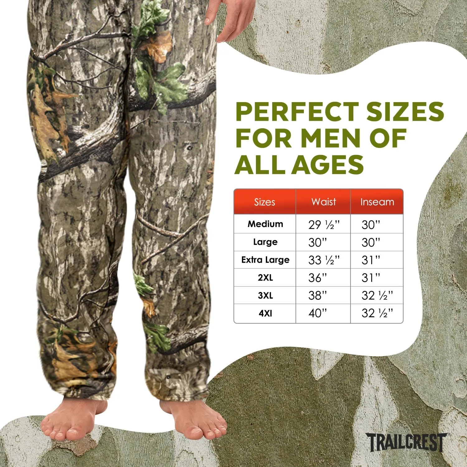 TrailCrest by Treel Mossy Oak/Camo Open Bottom Lounge Hunting Sweatpants