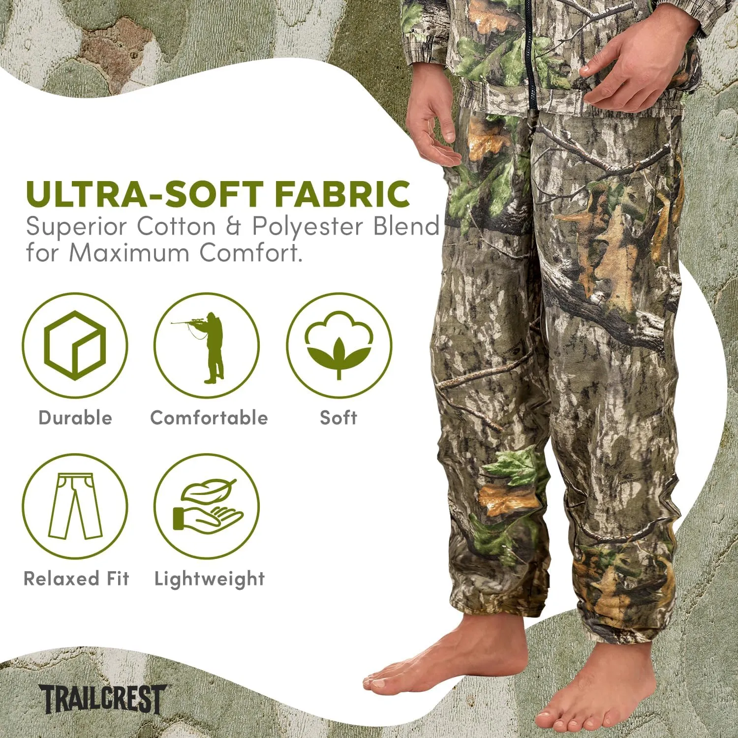 TrailCrest by Treel Mossy Oak/Camo Open Bottom Lounge Hunting Sweatpants