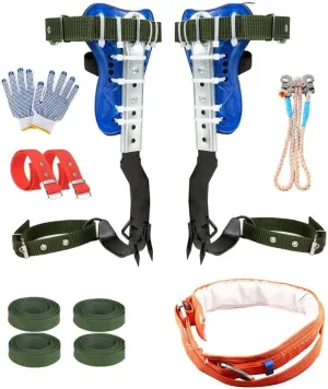 Tree Climbing Spikes, Adjustable 304 Stainless Steel Tree Pole Climbing Shoes Tool with Non Slip Pedal for Logging, Hunting Observation, Fruit Picking