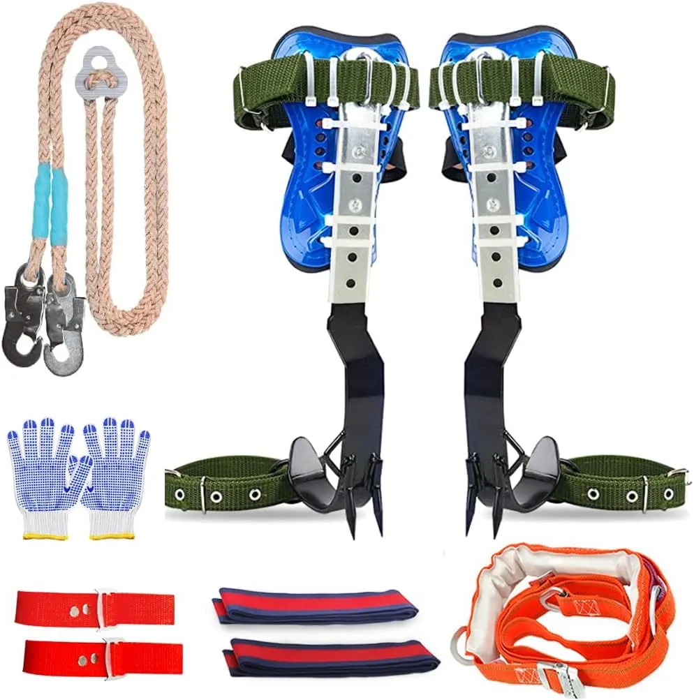Tree Climbing Spikes Set, 304 Stainless Steel Adjustable Tree Climbing Spike 2 Gears and Non-Slip Pedal Trees, Picking Fruit
