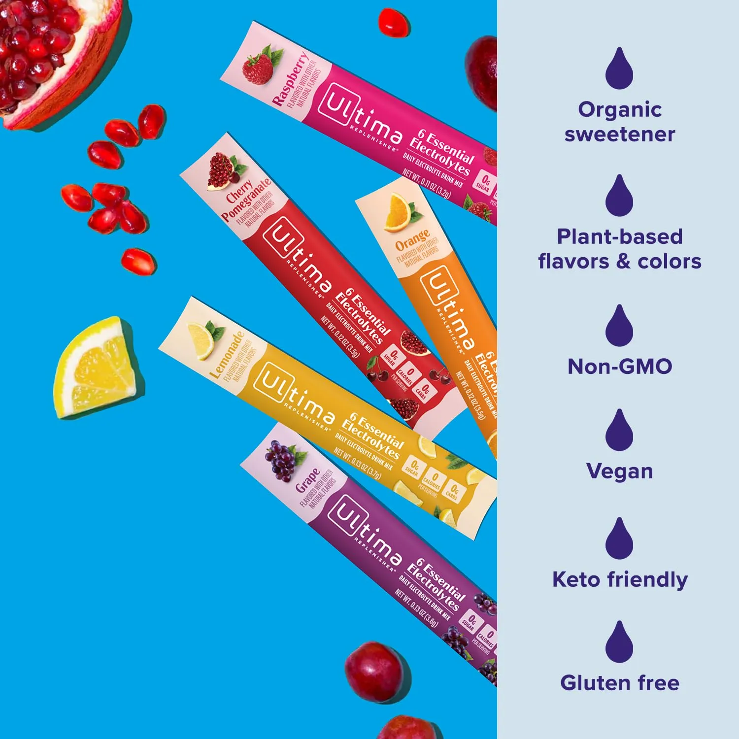 Ultima Replenisher Daily Electrolyte Powder Drink Mix  Original Variety, 20 Stickpacks  Hydration Packets with 6 Electrolytes and Minerals  Keto Friendly, Vegan, Non-GMO and Sugar-Free