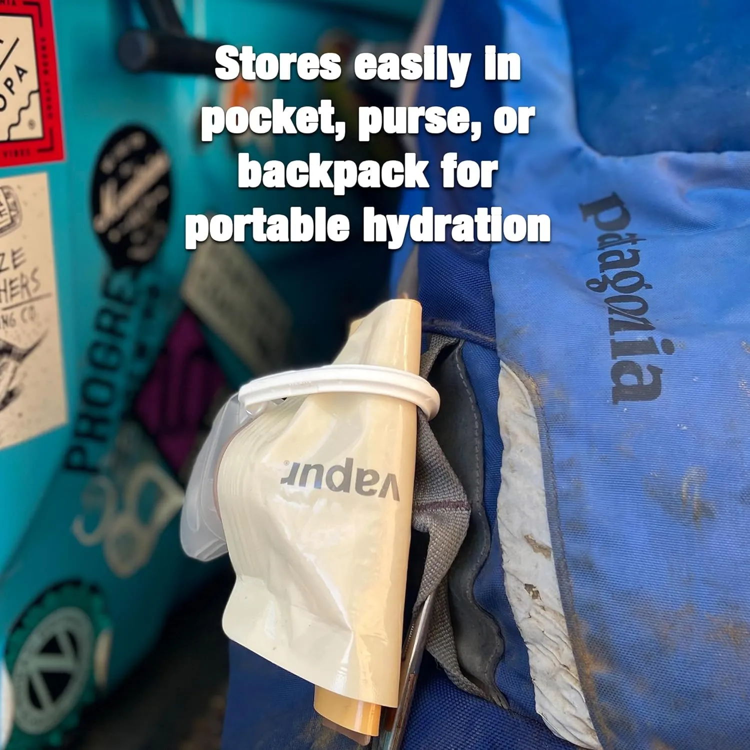 Vapur Collapsible Water Bottle With Carabiner, Compact Bottle Folds Flat For Hydration On The Go, Ideal for Traveling, Hiking or Camping, 34 Ounce, Blackout, Pack of 2