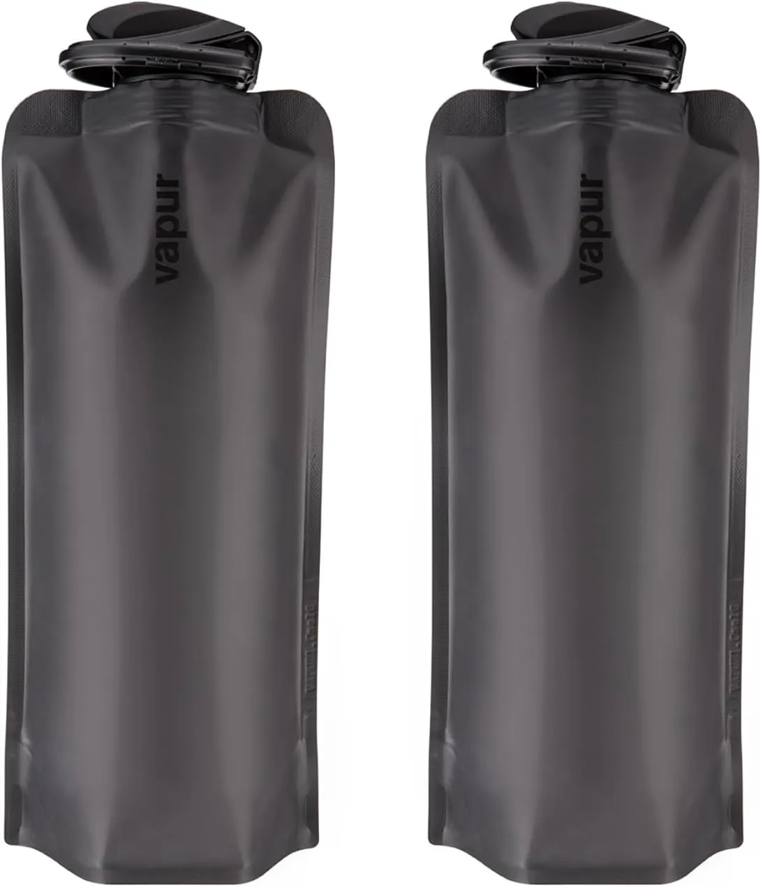 Vapur Collapsible Water Bottle With Carabiner, Compact Bottle Folds Flat For Hydration On The Go, Ideal for Traveling, Hiking or Camping, 34 Ounce, Blackout, Pack of 2