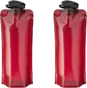 Vapur Collapsible Water Bottle With Carabiner, Compact Bottle Folds Flat For Hydration On The Go, Ideal for Traveling, Hiking or Camping, 34 Ounce, Burgundy, Pack of 2