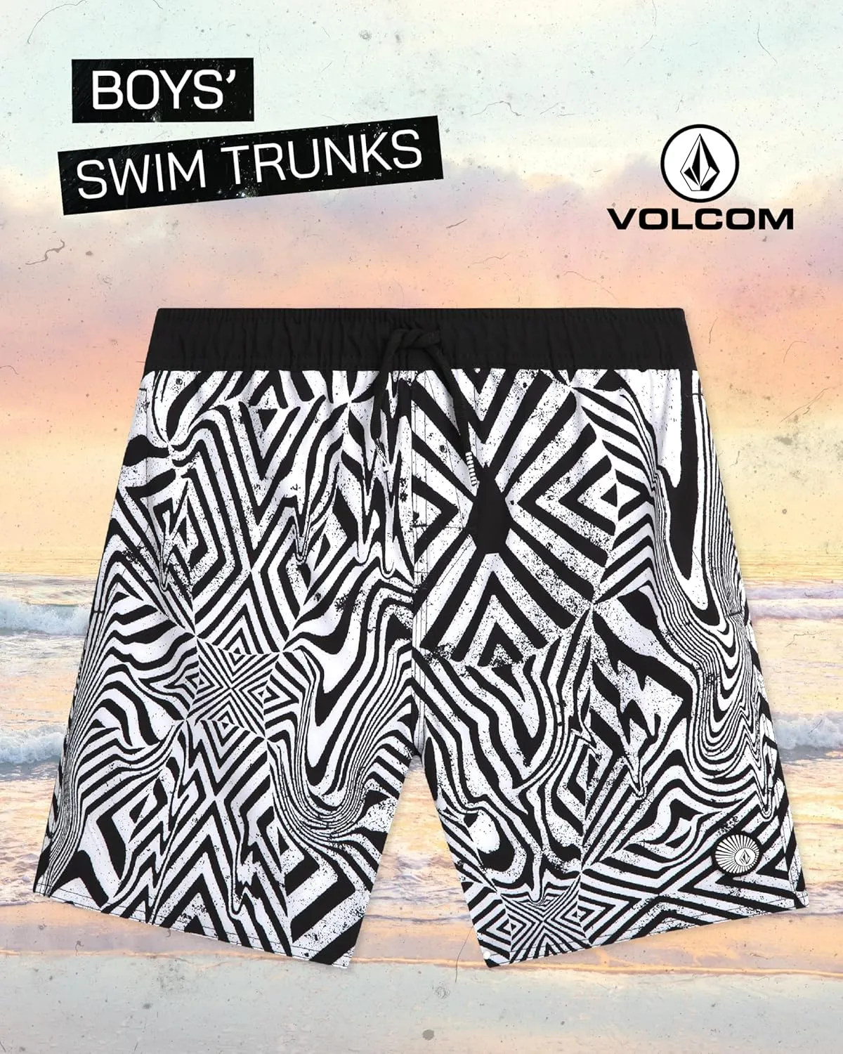 Volcom Boys Swim Trunks - UPF 50  Quick Dry Board Shorts with Drawstring Waist - Bathing Suit Swimsuit for Boys (Size: 8-16)