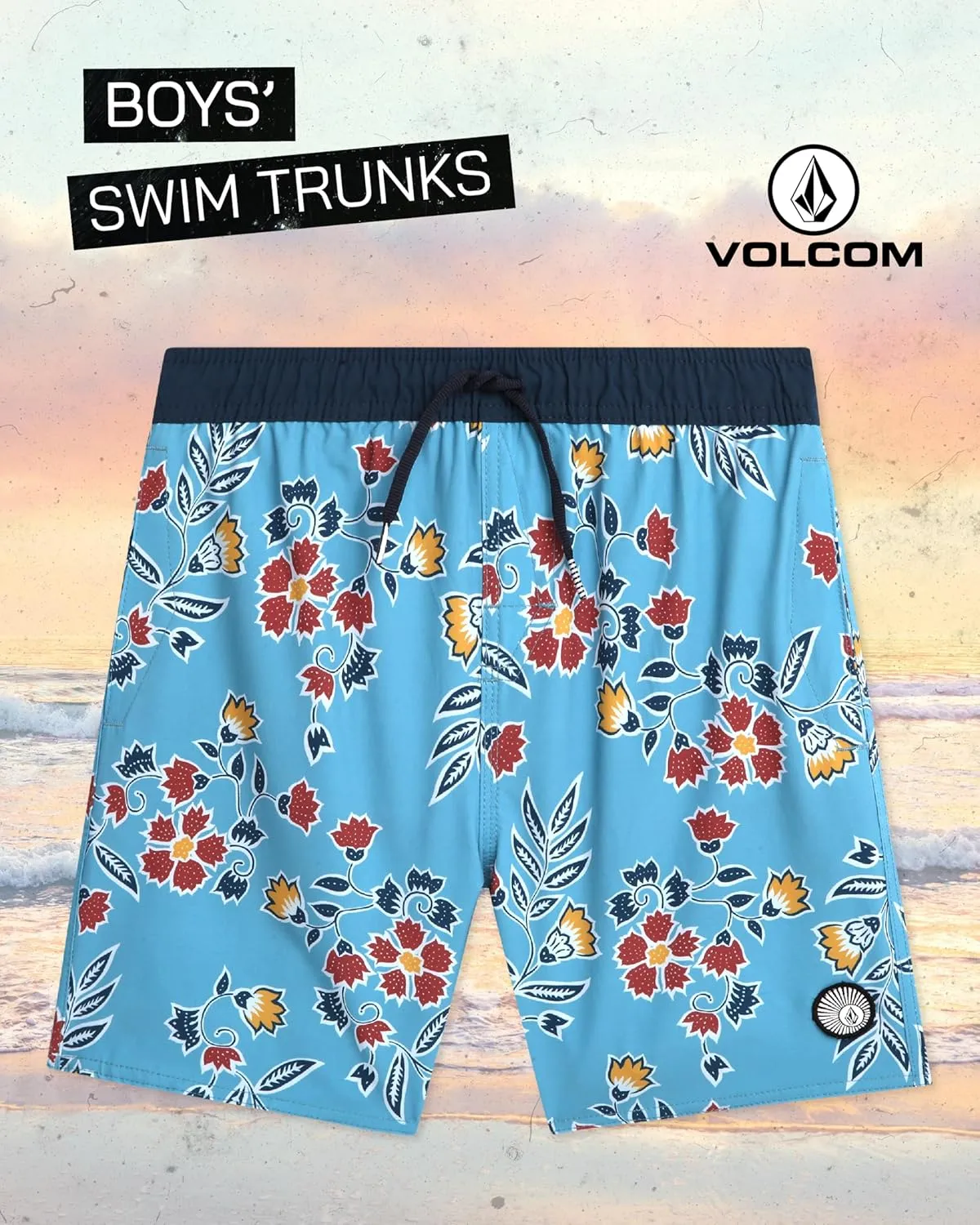Volcom Boys Swim Trunks - UPF 50  Quick Dry Board Shorts with Drawstring Waist - Bathing Suit Swimsuit for Boys (Size: 8-16)
