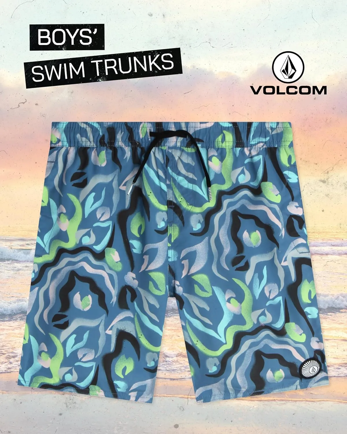 Volcom Boys Swim Trunks - UPF 50  Quick Dry Board Shorts with Drawstring Waist - Bathing Suit Swimsuit for Boys (Size: 8-16)