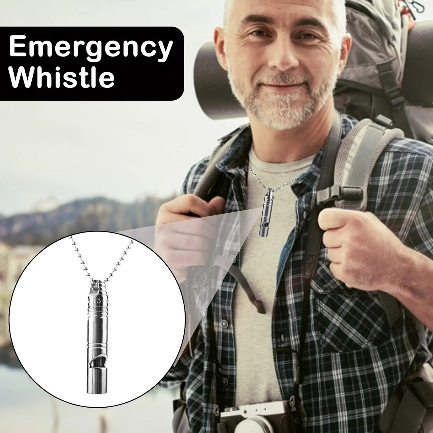 Whistle Emergency,Titanium Whistle Necklace Keychain Loud up to 120db,Emergency Survival Whistles for Kids Women Men,Safety Whistles for Camping Hiking