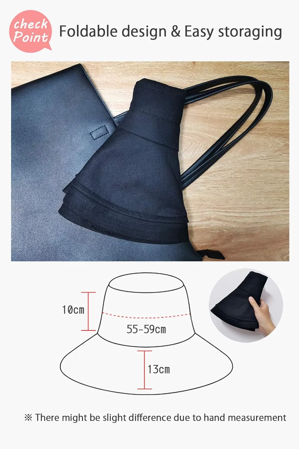 Wide Brim Bucket Hat - UPF50  Protection Travel Beach Sun Hat with Semi-Rigid Adjustable Foldable Brim