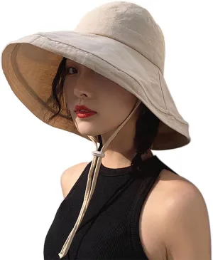 Wide Brim Bucket Hat - UPF50  Protection Travel Beach Sun Hat with Semi-Rigid Adjustable Foldable Brim