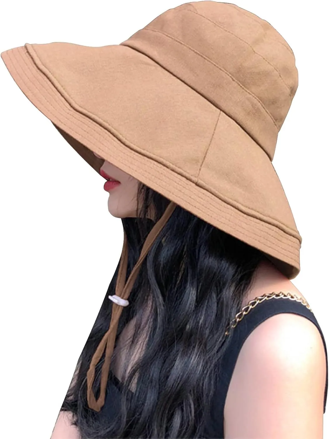 Wide Brim Bucket Hat - UPF50  Protection Travel Beach Sun Hat with Semi-Rigid Adjustable Foldable Brim