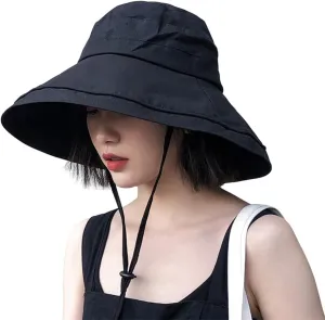 Wide Brim Bucket Hat - UPF50  Protection Travel Beach Sun Hat with Semi-Rigid Adjustable Foldable Brim