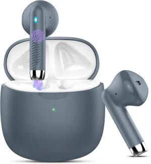 Wireless Earbuds, Bluetooth 5.3 Headphones in Ear with Noise Cancelling Mic, Bluetooth Earbuds Stereo Bass, IP7 Waterproof Sports Earphones, 32H Playtime USB C Charging Ear Buds Gray for Android iOS