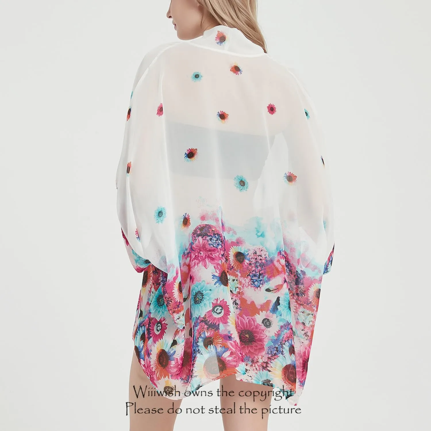Women's Kimono Cardigans Camouflage Sheer Chiffon Blouse Boho Wrap Casual Coverup Loose Tops