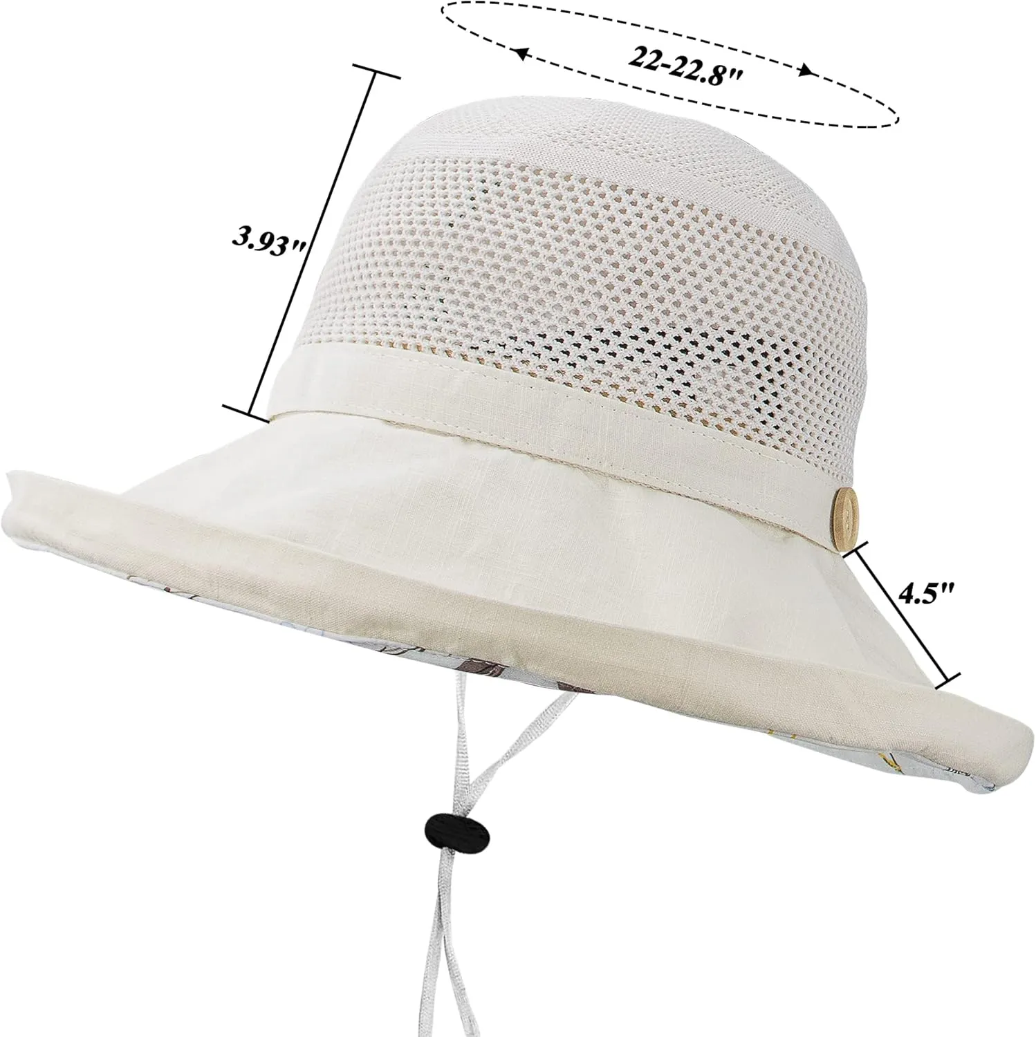 Women's-Mesh-Sun-Hats Wide-Brim Summer Beach Bucket Caps for Girls Outdoor-UV-Protection Foldable-Fishing-Hat Chin Strap