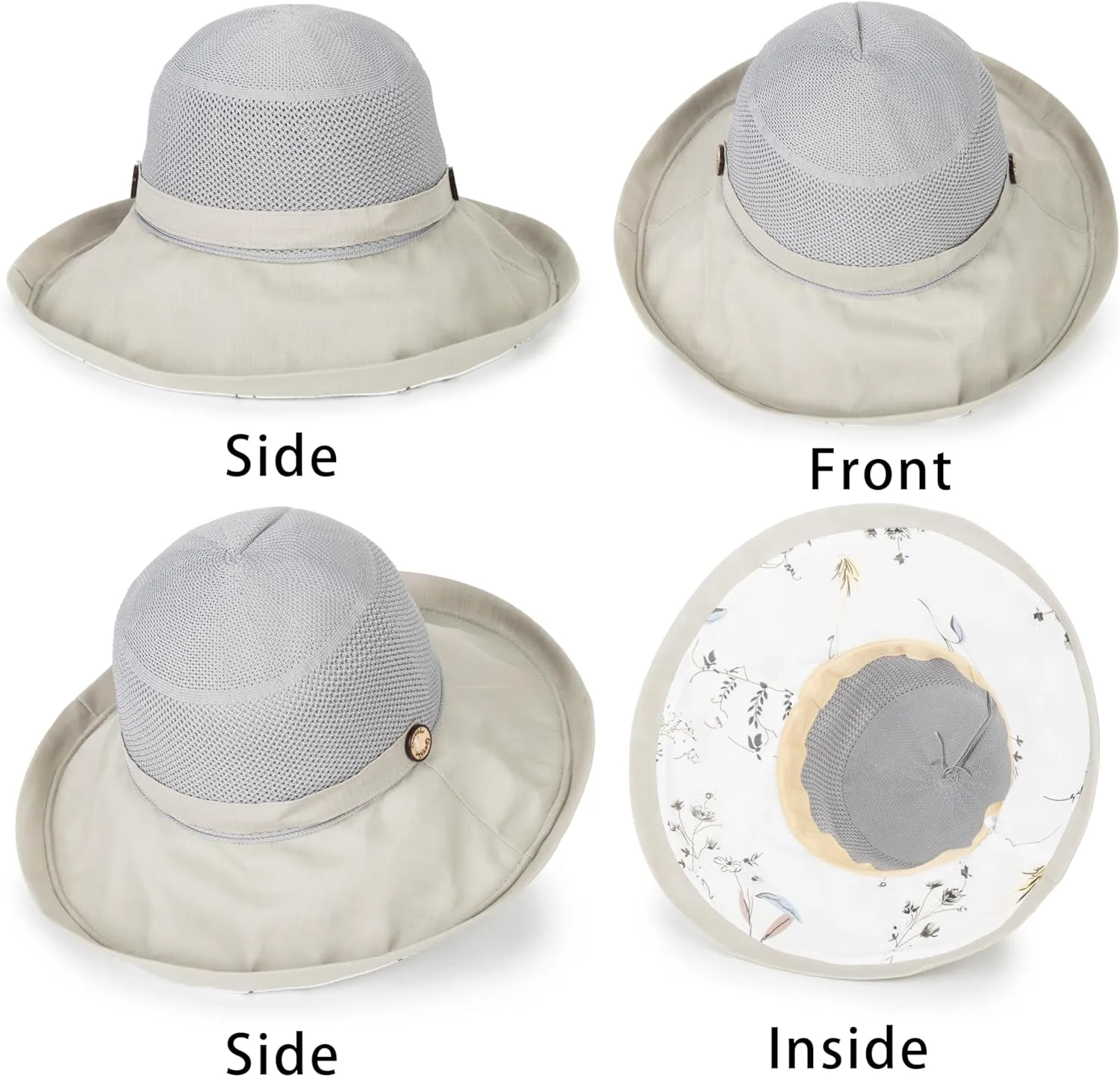 Women's-Mesh-Sun-Hats Wide-Brim Summer Beach Bucket Caps for Girls Outdoor-UV-Protection Foldable-Fishing-Hat Chin Strap