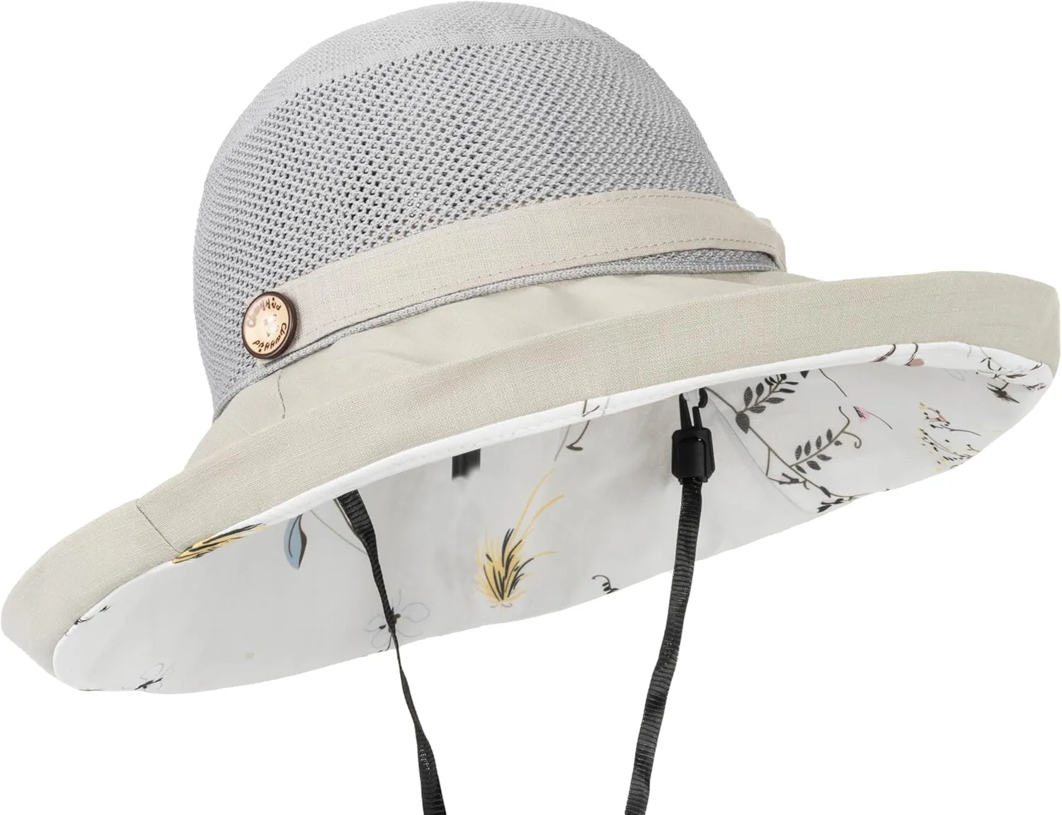 Women's-Mesh-Sun-Hats Wide-Brim Summer Beach Bucket Caps for Girls Outdoor-UV-Protection Foldable-Fishing-Hat Chin Strap