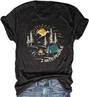Women's Nature Camping Mountain Hiking Lovers Shirt Adventure Wild Outdoor Graphic Tees Tops