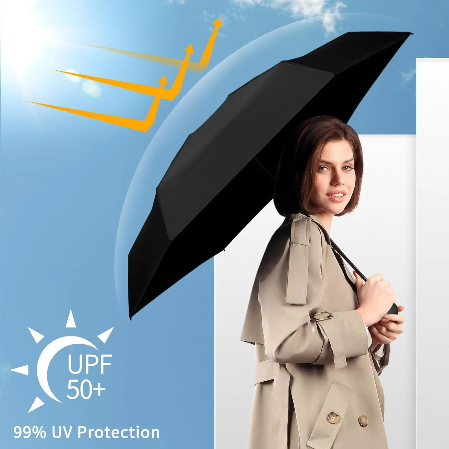 Yoobure Travel Umbrella Portable Compact Umbrellas, Pocket Mini for Purse, Umbrellas for UV Sun & Rain Small for Backpack, Umbrella with Case Folding for Kids Women