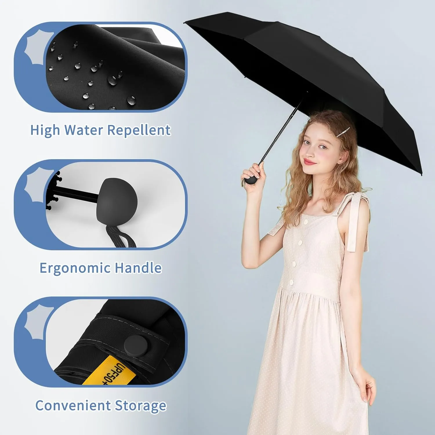 Yoobure Travel Umbrella Portable Compact Umbrellas, Pocket Mini for Purse, Umbrellas for UV Sun & Rain Small for Backpack, Umbrella with Case Folding for Kids Women